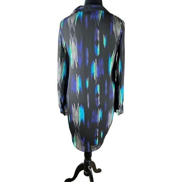 Kirna Zabete target Medium Printed Button Front Chiffon Shirt Dress sheer sleeve - Picture 2 of 6